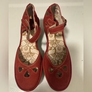 Fly London Red Women's Heels with Cutout Design